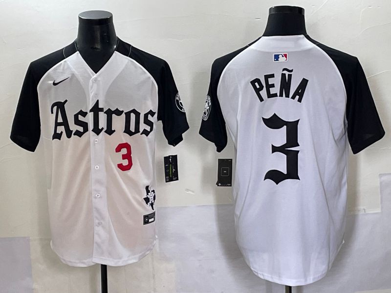 Men 2025 Houston Astros #3 Pena white black Five generations Joint Name Nike MLB Jersey style 2